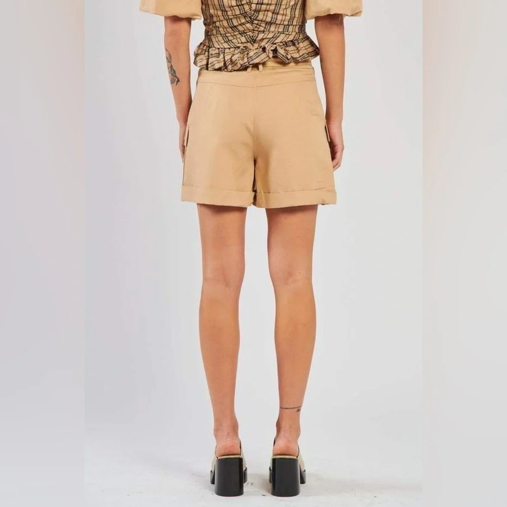 Jonathan Simkhai Prisha Belted Cuffed Safari Cargo Shorts Beige High Rise Sz 8